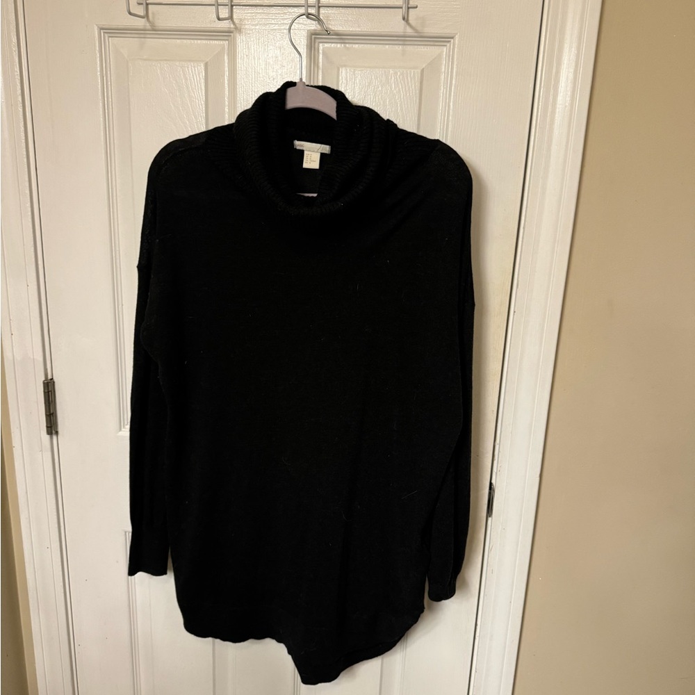 H&M France black cowl neck long sweater